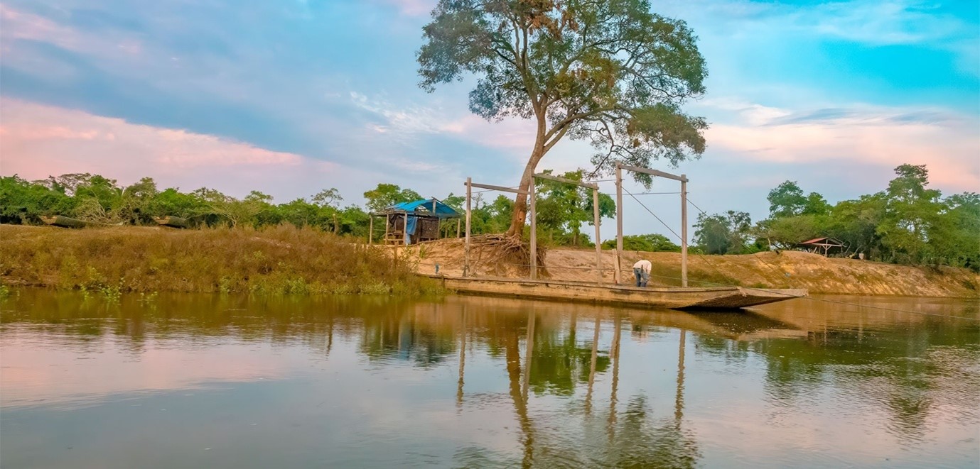 Canoas em um rio.